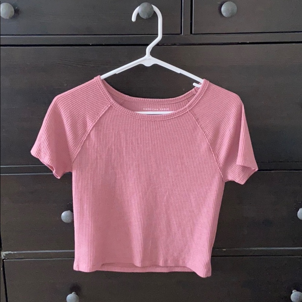 American Eagle cropped waffle t-shirt